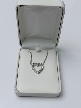 Christian Dior CD Heart Crystal Necklace Silver Vintage Rare